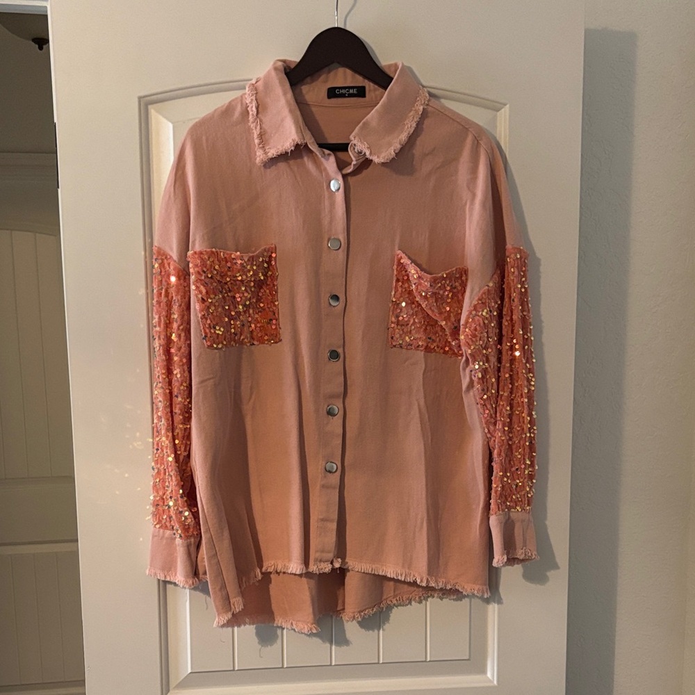 Chicme Pink Button-Up Shirt